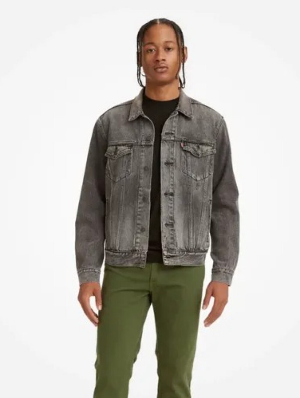 Levi’s Men’s Trucker Denim Jacket Small Gray Black Washed 100% Cotton